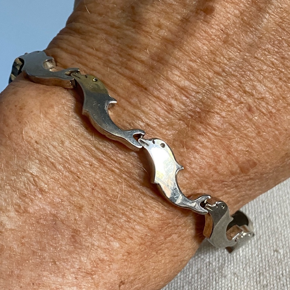 Sterling Silver Dolphin Link Bracelet